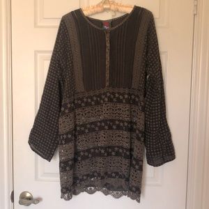 Johnny Was, brown tunic blouse, size M